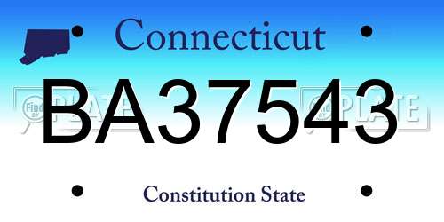 BA37543 Connecticut License Plate