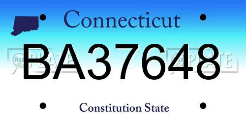 BA37648 Connecticut License Plate