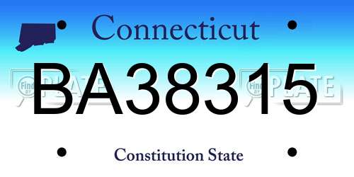 BA38315 Connecticut License Plate