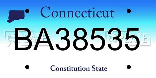 BA38535 Connecticut License Plate
