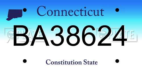BA38624 Connecticut License Plate