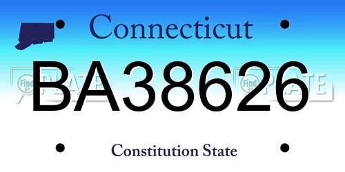 BA38626 Connecticut License Plate