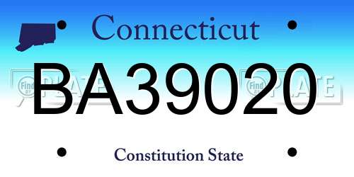 BA39020 Connecticut License Plate