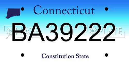 BA39222 Connecticut License Plate