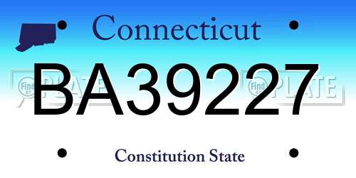 BA39227 Connecticut License Plate