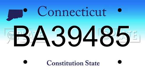 BA39485 Connecticut License Plate