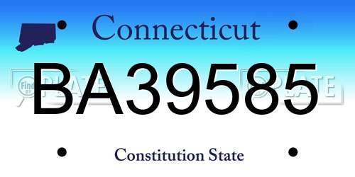 BA39585 Connecticut License Plate