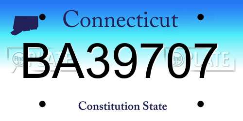 BA39707 Connecticut License Plate