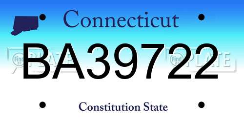 BA39722 Connecticut License Plate