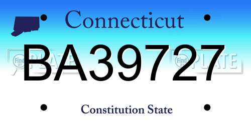 BA39727 Connecticut License Plate