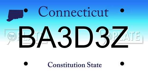 BA3D3Z Connecticut License Plate