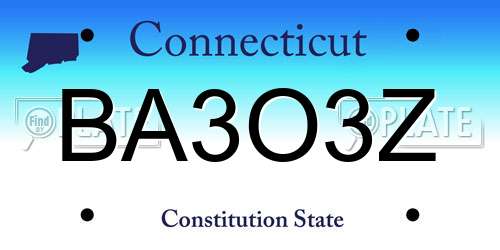 BA3O3Z Connecticut License Plate