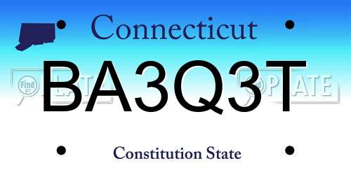 BA3Q3T Connecticut License Plate