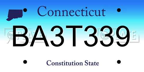 BA3T339 Connecticut License Plate