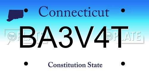 BA3V4T Connecticut License Plate