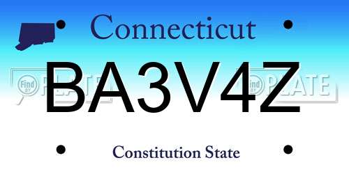 BA3V4Z Connecticut License Plate