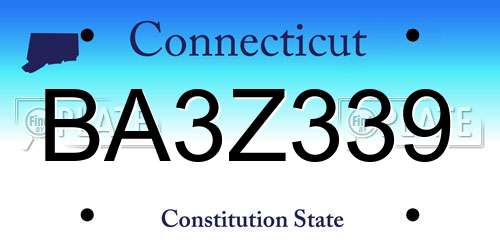 BA3Z339 Connecticut License Plate