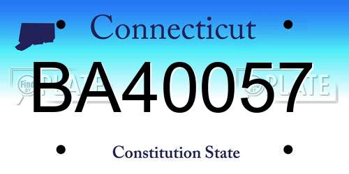 BA40057 Connecticut License Plate