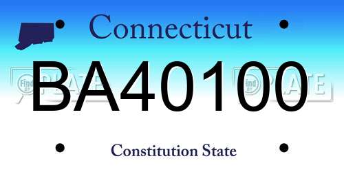 BA40100 Connecticut License Plate