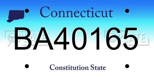BA40165 Connecticut License Plate