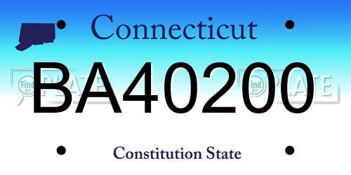 BA40200 Connecticut License Plate