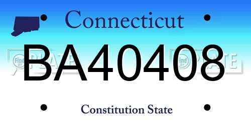 BA40408 Connecticut License Plate