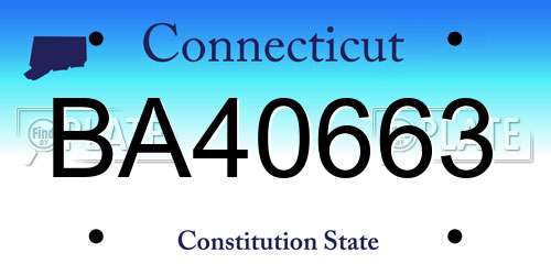 BA40663 Connecticut License Plate