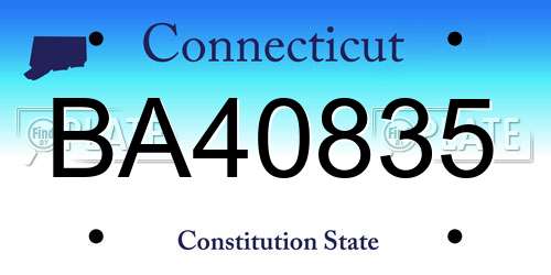 BA40835 Connecticut License Plate