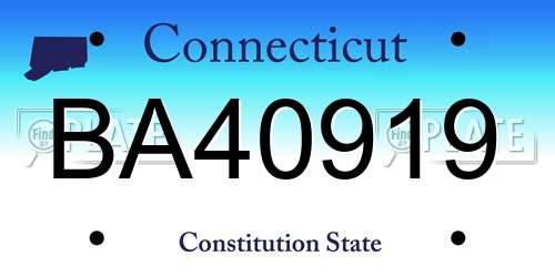 BA40919 Connecticut License Plate
