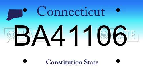 BA41106 Connecticut License Plate