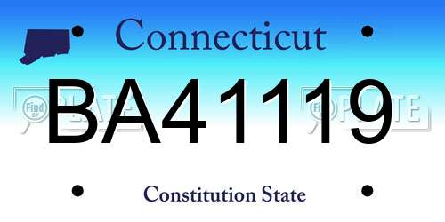 BA41119 Connecticut License Plate