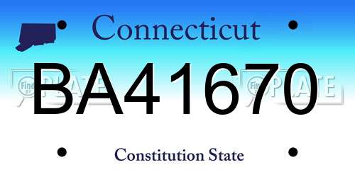 BA41670 Connecticut License Plate
