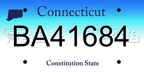 BA41684 Connecticut License Plate
