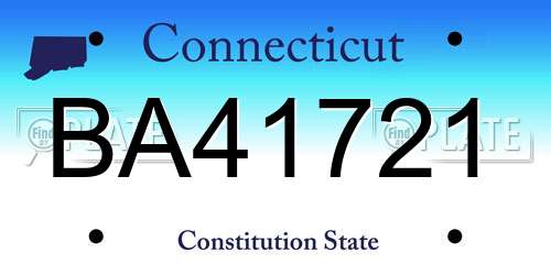 BA41721 Connecticut License Plate