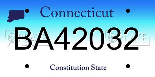 BA42032 Connecticut License Plate