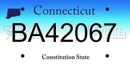 BA42067 Connecticut License Plate