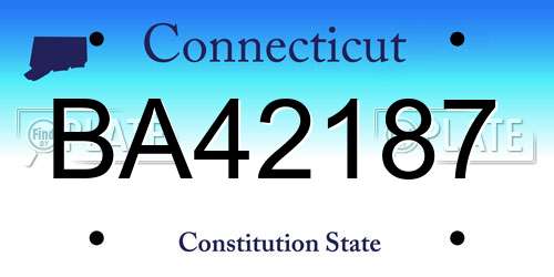 BA42187 Connecticut License Plate