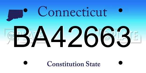 BA42663 Connecticut License Plate