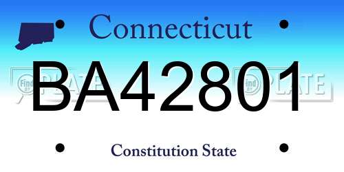 BA42801 Connecticut License Plate