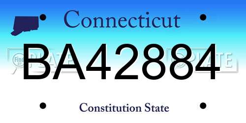 BA42884 Connecticut License Plate