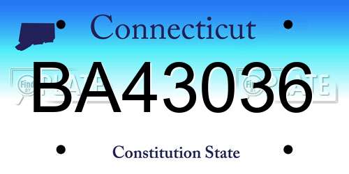 BA43036 Connecticut License Plate
