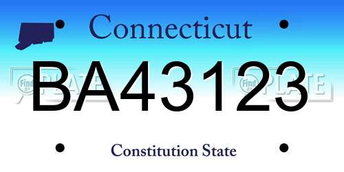 BA43123 Connecticut License Plate