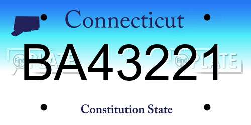 BA43221 Connecticut License Plate