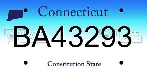 BA43293 Connecticut License Plate
