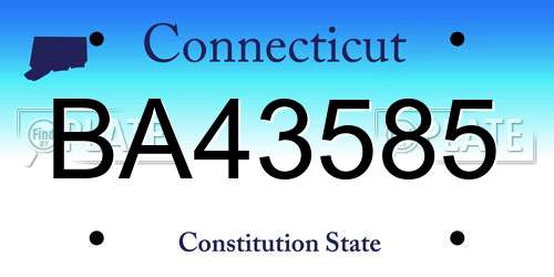 BA43585 Connecticut License Plate