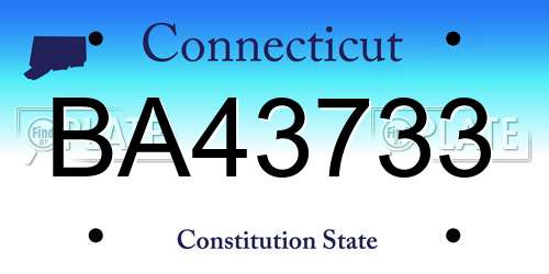 BA43733 Connecticut License Plate