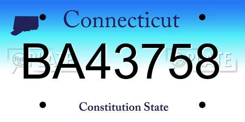 BA43758 Connecticut License Plate