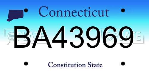 BA43969 Connecticut License Plate