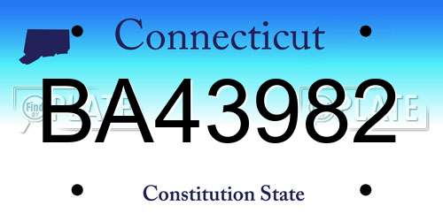 BA43982 Connecticut License Plate
