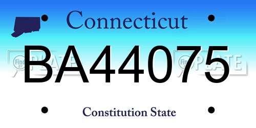 BA44075 Connecticut License Plate